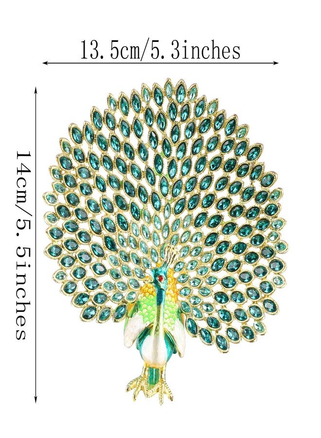 Xinkulas Peacock Jewelry Trinket Box Figurine Enamel Hinged Hand Painted Keepsake Decoration (Green) - Image 2